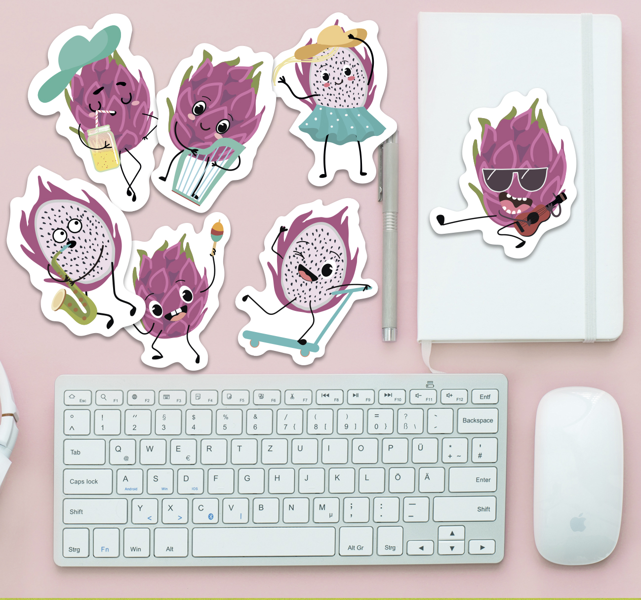 Pytaya, dragon fruit, pitahaya musical, summer funny sticker 2 character-pitaya-fruit