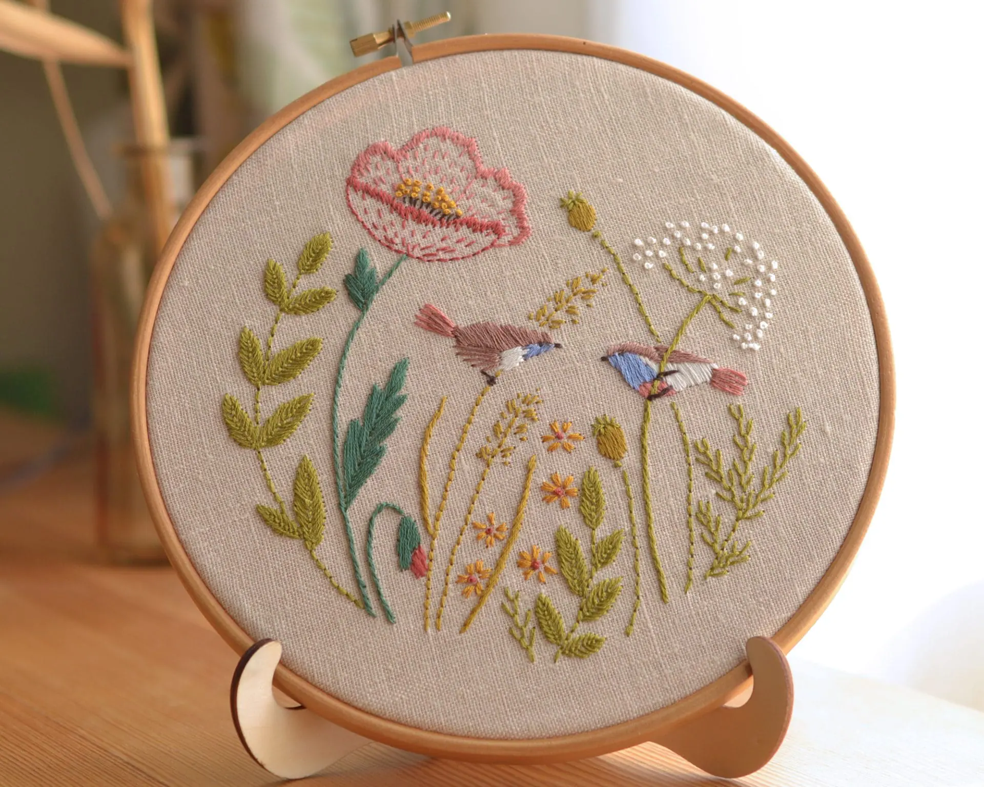 Floral hand embroidery pattern PDF. Poppy flowers & birds 4 Floral hand embroidery pattern PDF. Poppy flowers & birds - Image 4