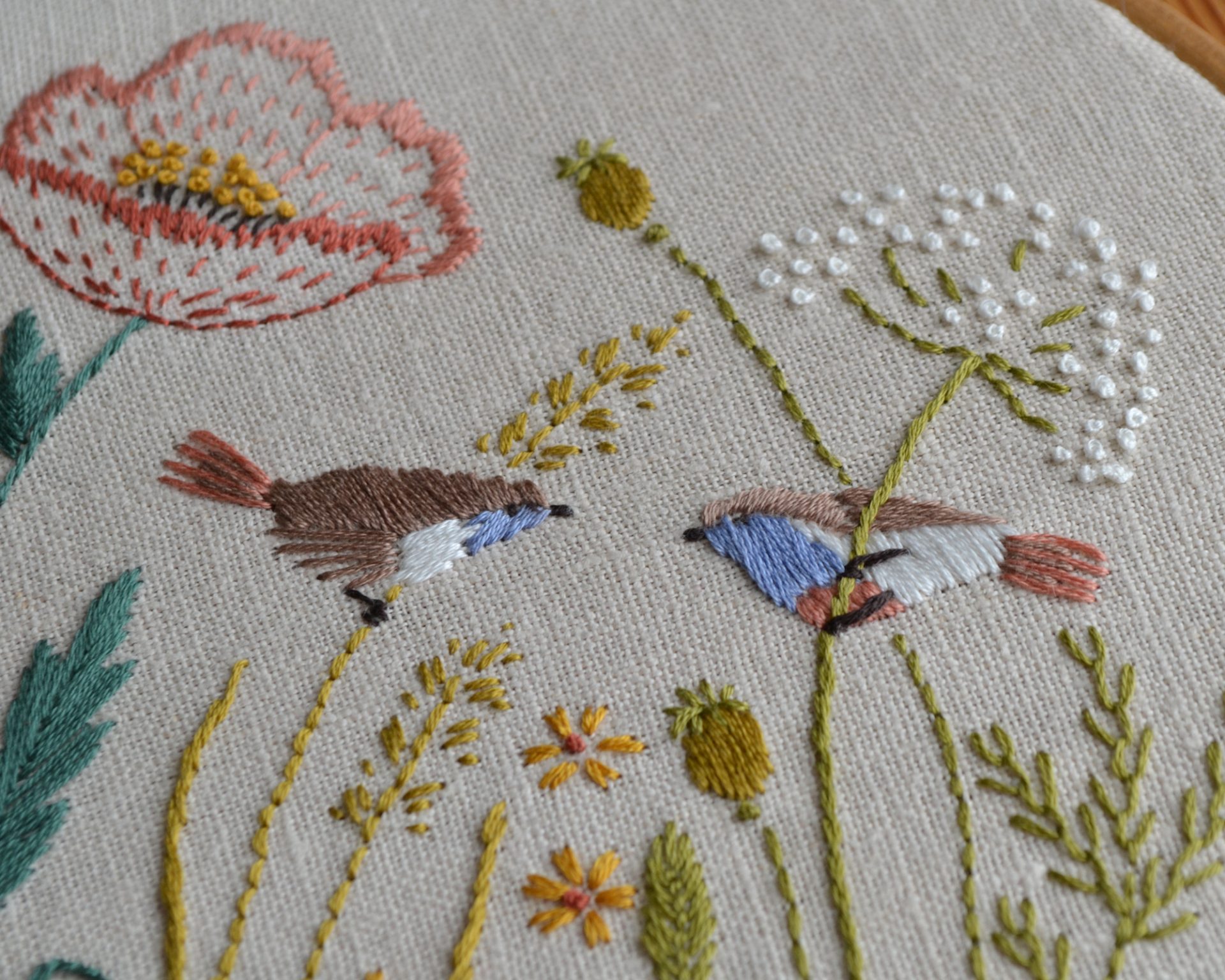 Floral hand embroidery pattern PDF. Poppy flowers & birds 3 Floral hand embroidery pattern PDF. Poppy flowers & birds - Image 3
