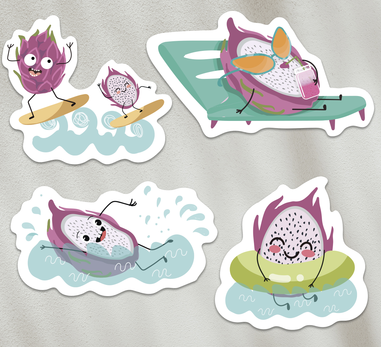 Pytaya, dragon fruit, pitahaya musical, summer funny sticker 3 funny-dragonfruit-characters-musical-stickers