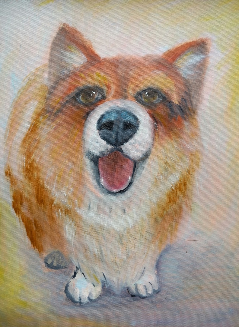 Corgi pet portrait 13.5*10.5" dog oil on canvas by Yalozik 5 Corgi pet portrait 13.5*10.5" dog oil on canvas by Yalozik - Image 5