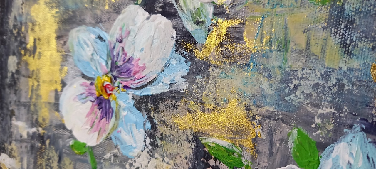 Floral interior painting 14*20" acrylic orchid by Yalozik 3 Floral interior painting 14*20" acrylic orchid by Yalozik - Image 3