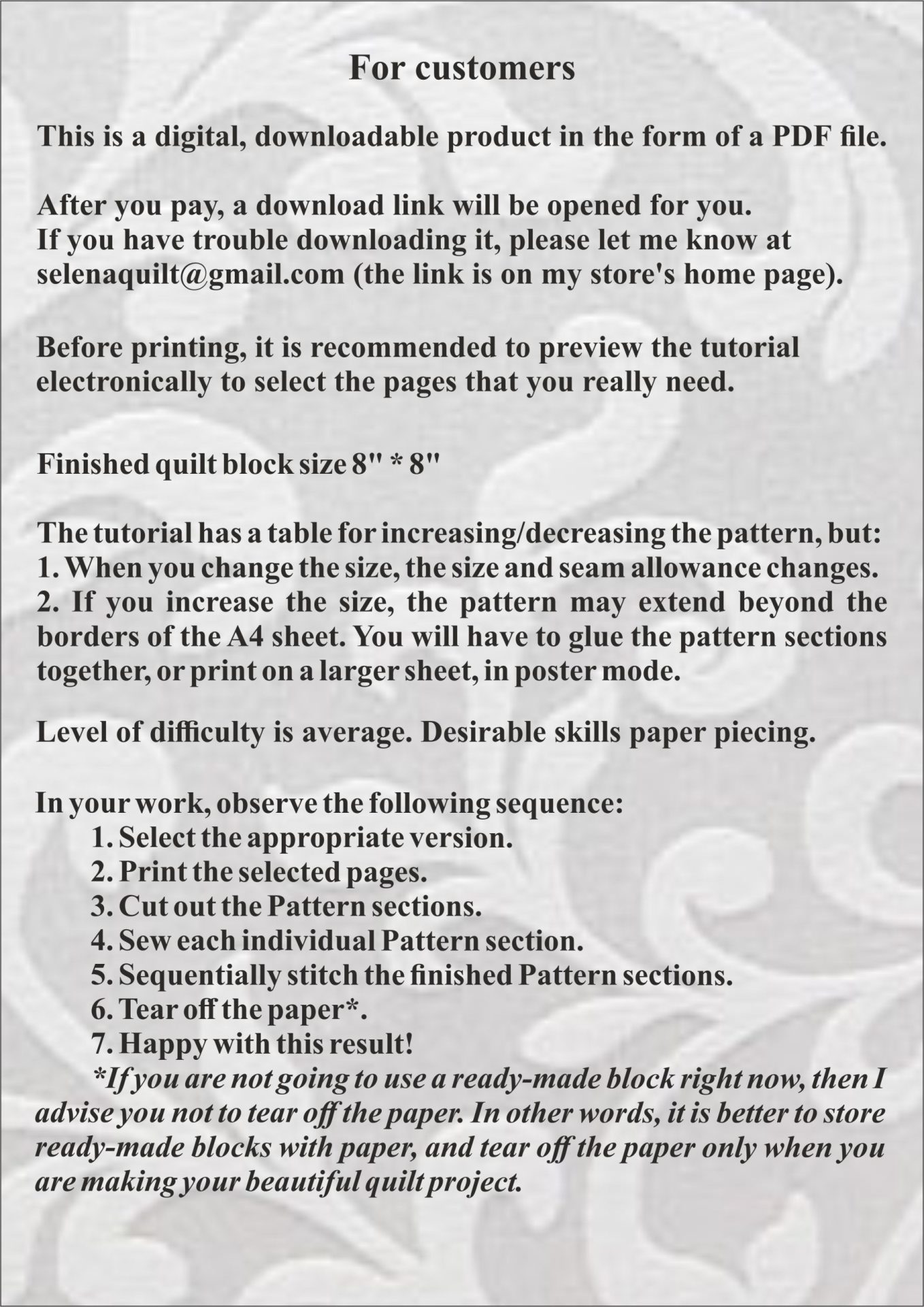10in Cat Quilt Block PDF Pattern (4 versions) Paper Piecing 10 Cat Quilt Block PDF Pattern