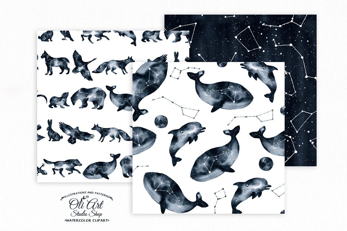 Watercolor constellation art. Animals and stars collection 2 Watercolor constellation art. Animals and stars collection - Image 2