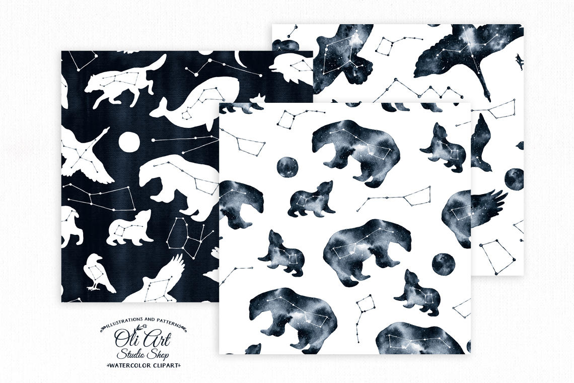 Watercolor constellation art. Animals and stars collection 3 Watercolor constellation art. Animals and stars collection - Image 3