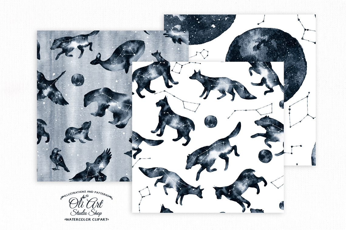 Watercolor constellation art. Animals and stars collection 5 Watercolor constellation art. Animals and stars collection - Image 5