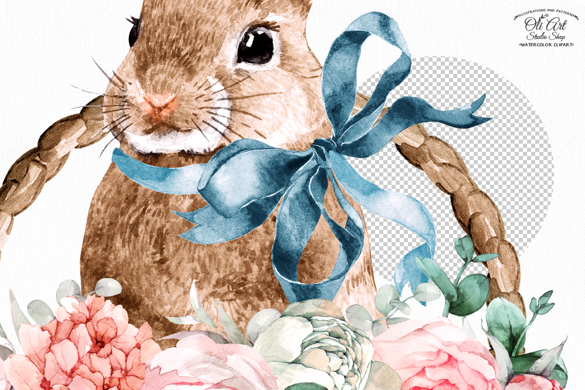 Watercolor Easter clipart PNG, Cute bunny clipart, easter eggs 2 Watercolor Easter clipart PNG, Cute bunny clipart, easter eggs - Image 2