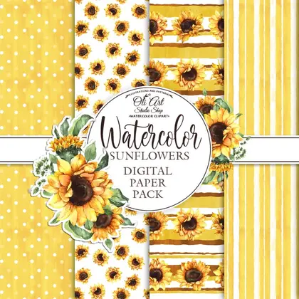 Seamless Patterns. SunFlowers. Hand Drawn graphics.
