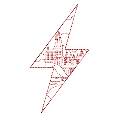 REDWORK Hogwarts Castle Embroidery Outline Machine Designs, Castle Embroidery Designs