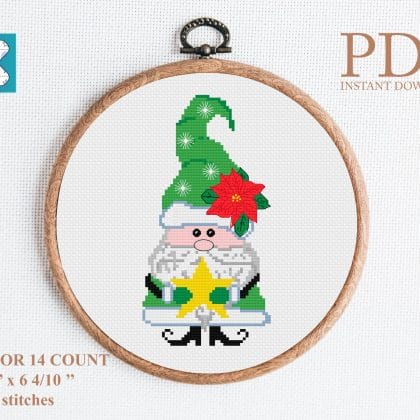 Christmas gnome 8 cross stitch pattern