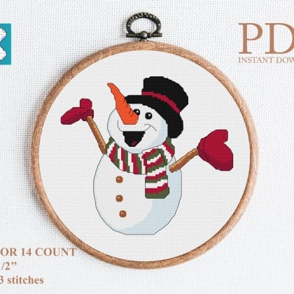 Snowman cross stitch pattern