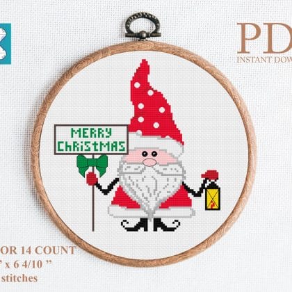 Christmas gnome 7 cross stitch pattern