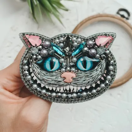 Cheshire Cat brooch, brooch, handmade brooch, pin