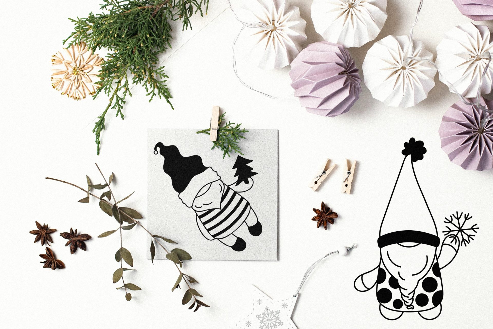 Christmas Gnomes SVG bundle. Hand drawn holiday illustration 5 Christmas Gnomes SVG bundle. Hand drawn holiday illustration - Image 5
