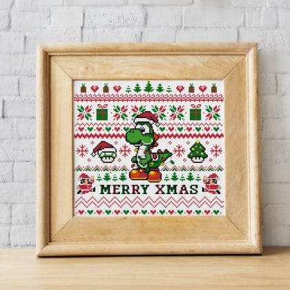 Christmas Yoshi cross stitch pattern PDF