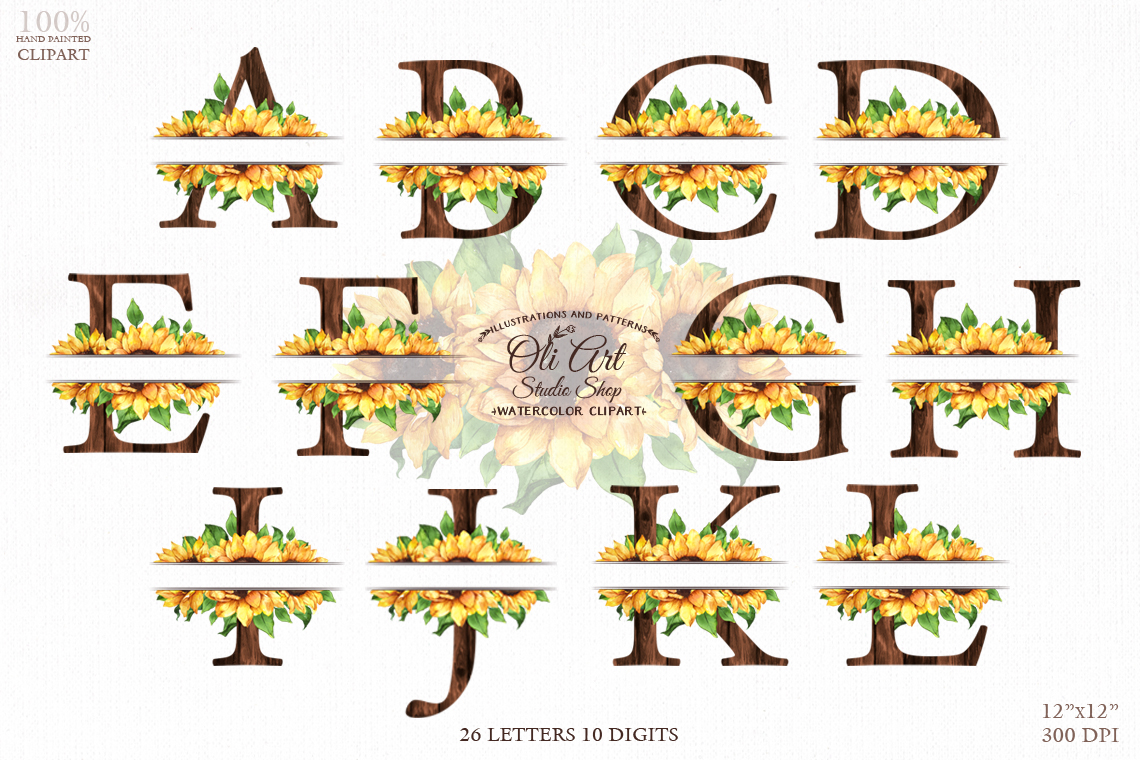 Alphabet Clip Art Sunflowers Flowers. Letters and numbers Clip Art 2 Alphabet Clip Art Sunflowers Flowers. Letters and numbers Clip Art - Image 2