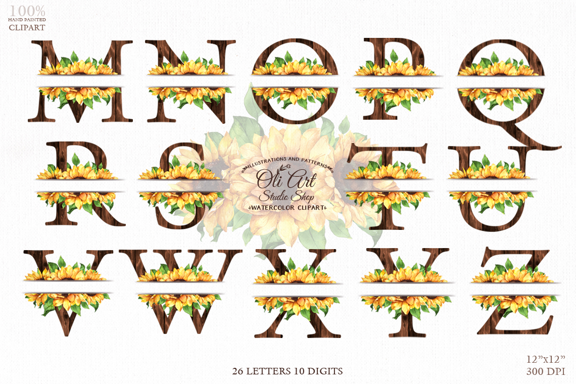 Alphabet Clip Art Sunflowers Flowers. Letters and numbers Clip Art 3 Alphabet Clip Art Sunflowers Flowers. Letters and numbers Clip Art - Image 3