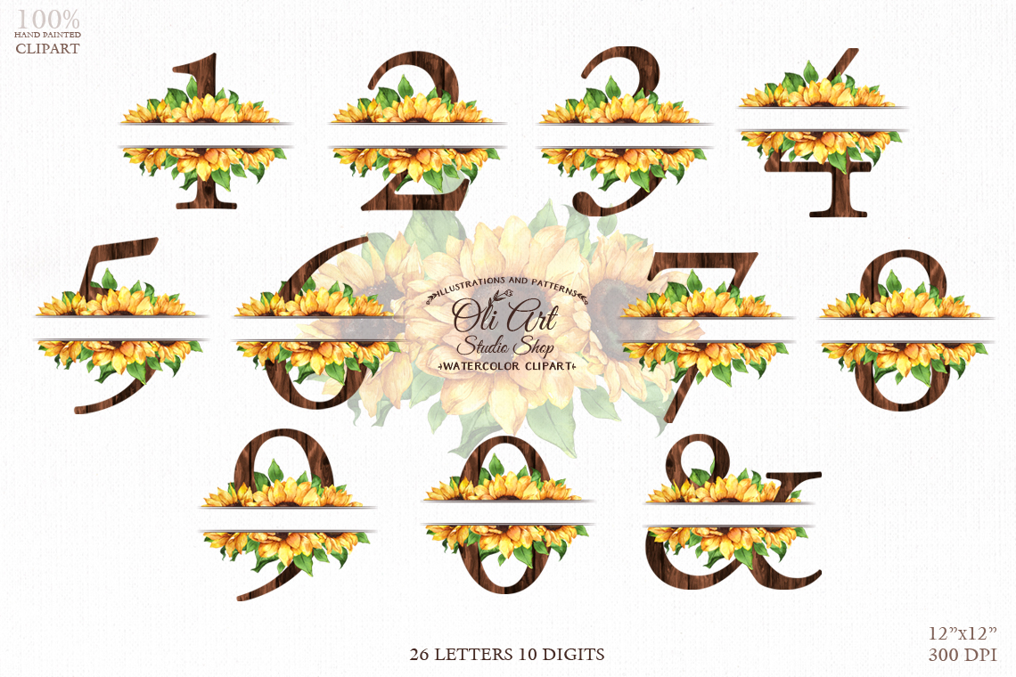 Alphabet Clip Art Sunflowers Flowers. Letters and numbers Clip Art 4 Alphabet Clip Art Sunflowers Flowers. Letters and numbers Clip Art - Image 4