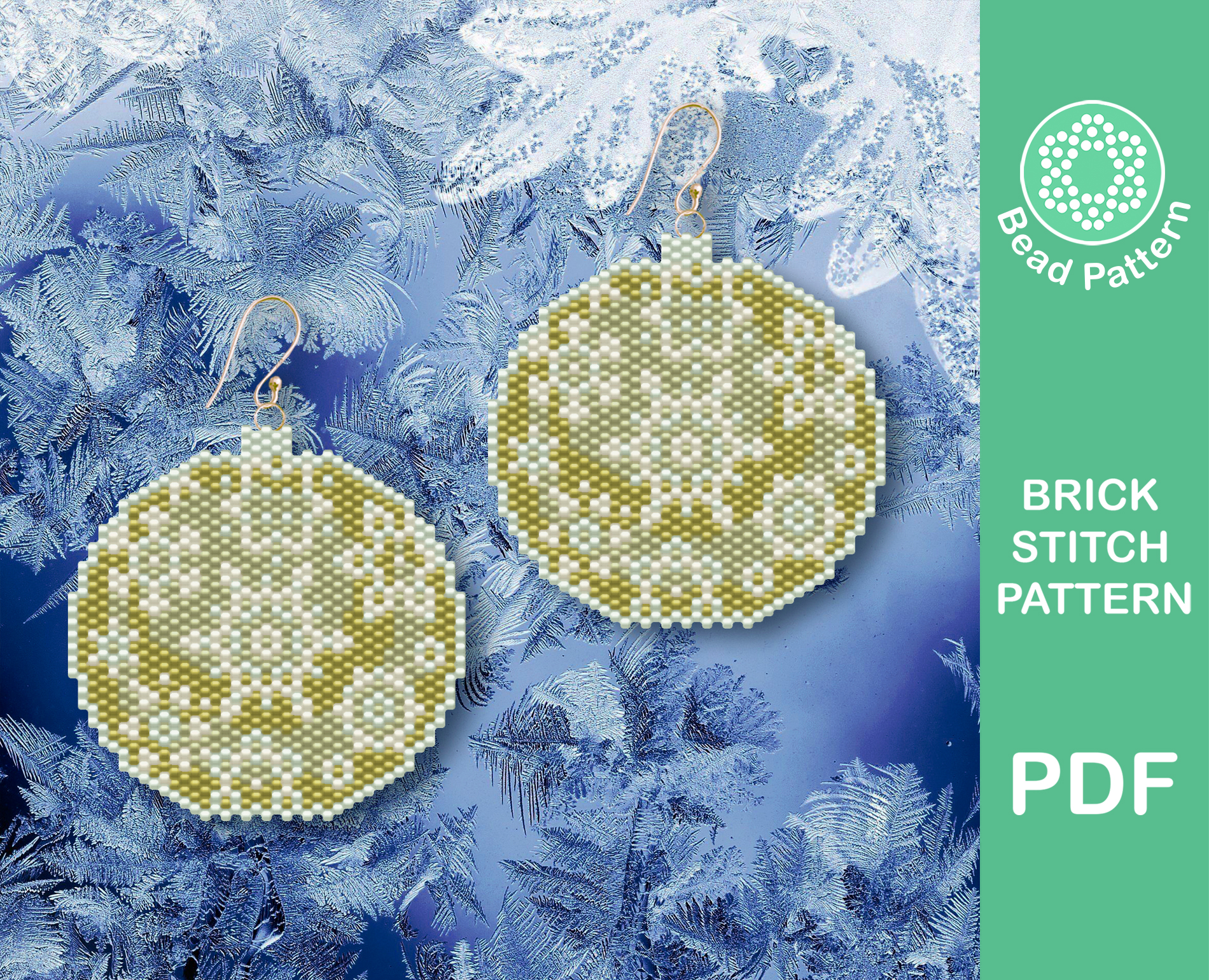 Christmas bubble brick stitch pattern 6 Gold Christmas earrings brickstitch pattern