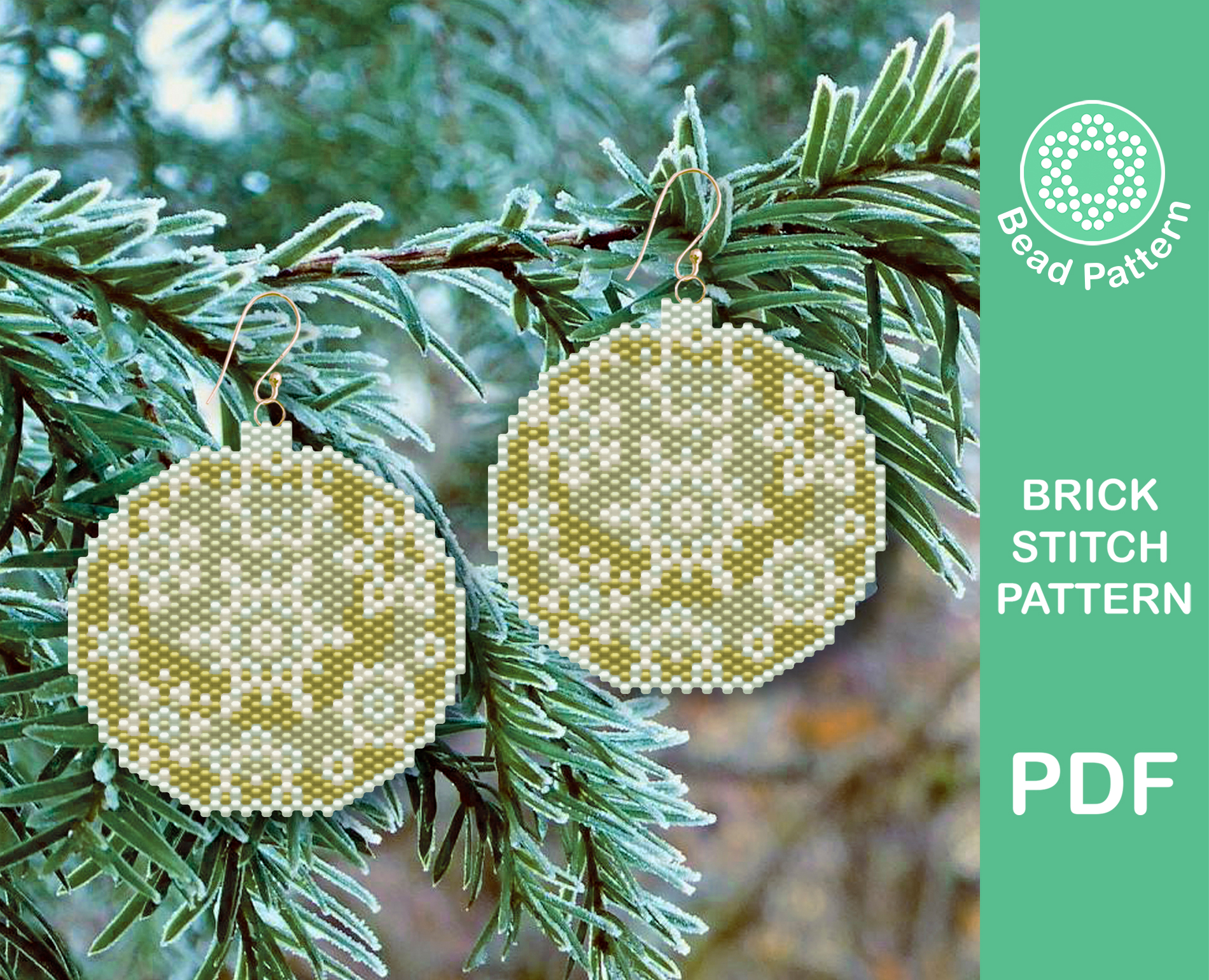 Christmas bubble brick stitch pattern 8 Gold Xmas bauble beading pattern