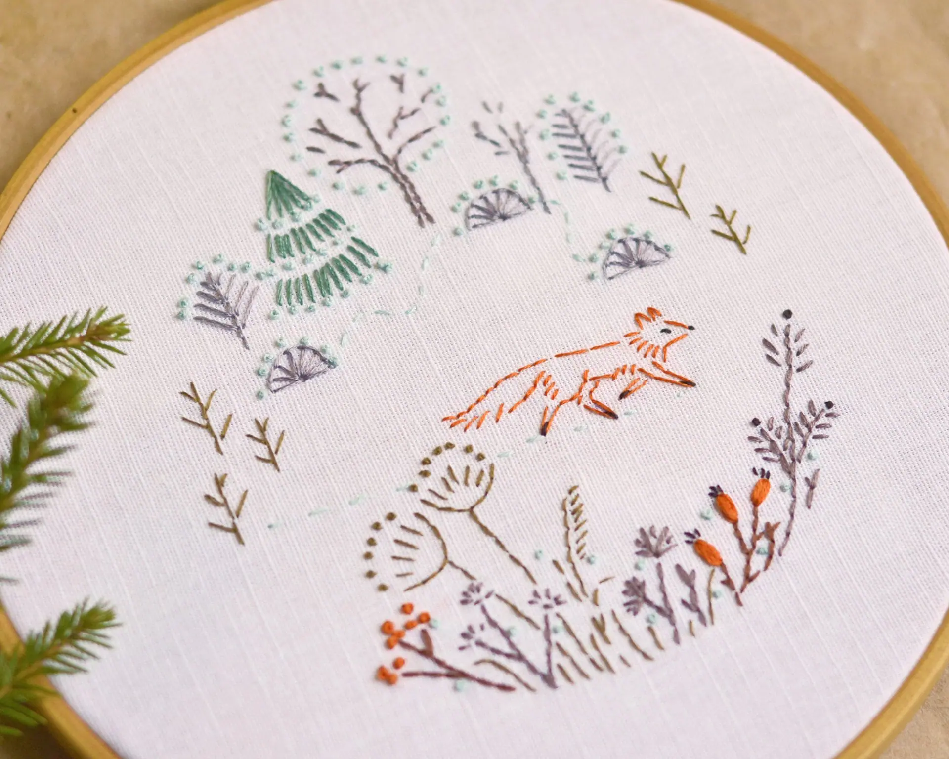 Fox hand embroidery pattern PDF. Winter forest embroidery 5 Fox hand embroidery pattern PDF. Winter forest embroidery - Image 5