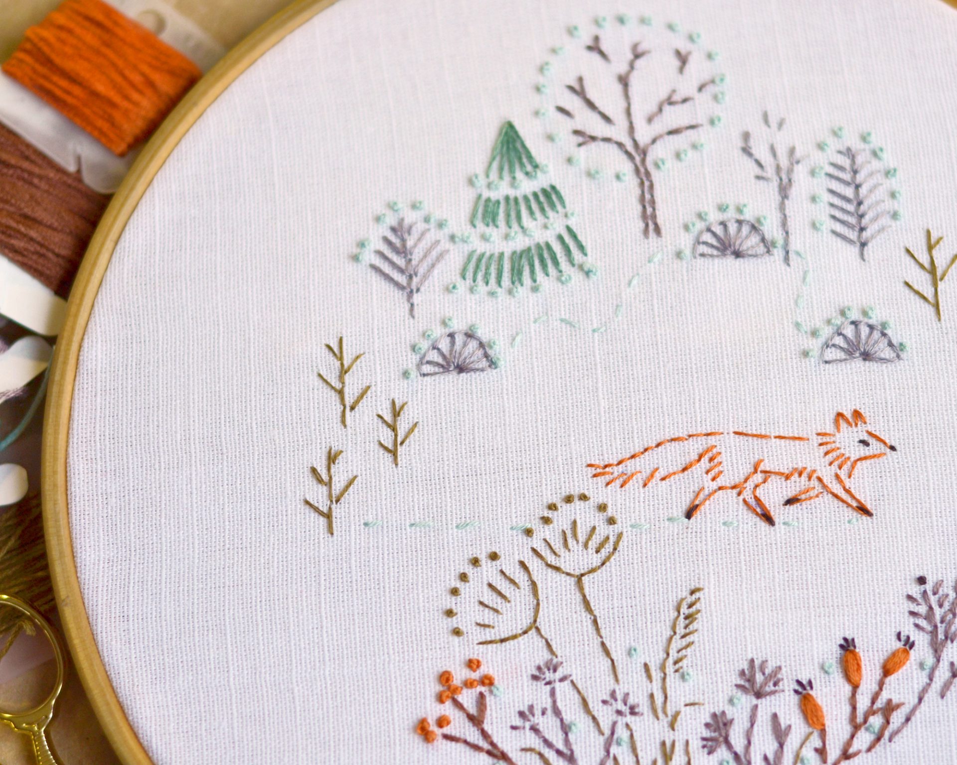 Fox hand embroidery pattern PDF. Winter forest embroidery 4 Fox hand embroidery pattern PDF. Winter forest embroidery - Image 4