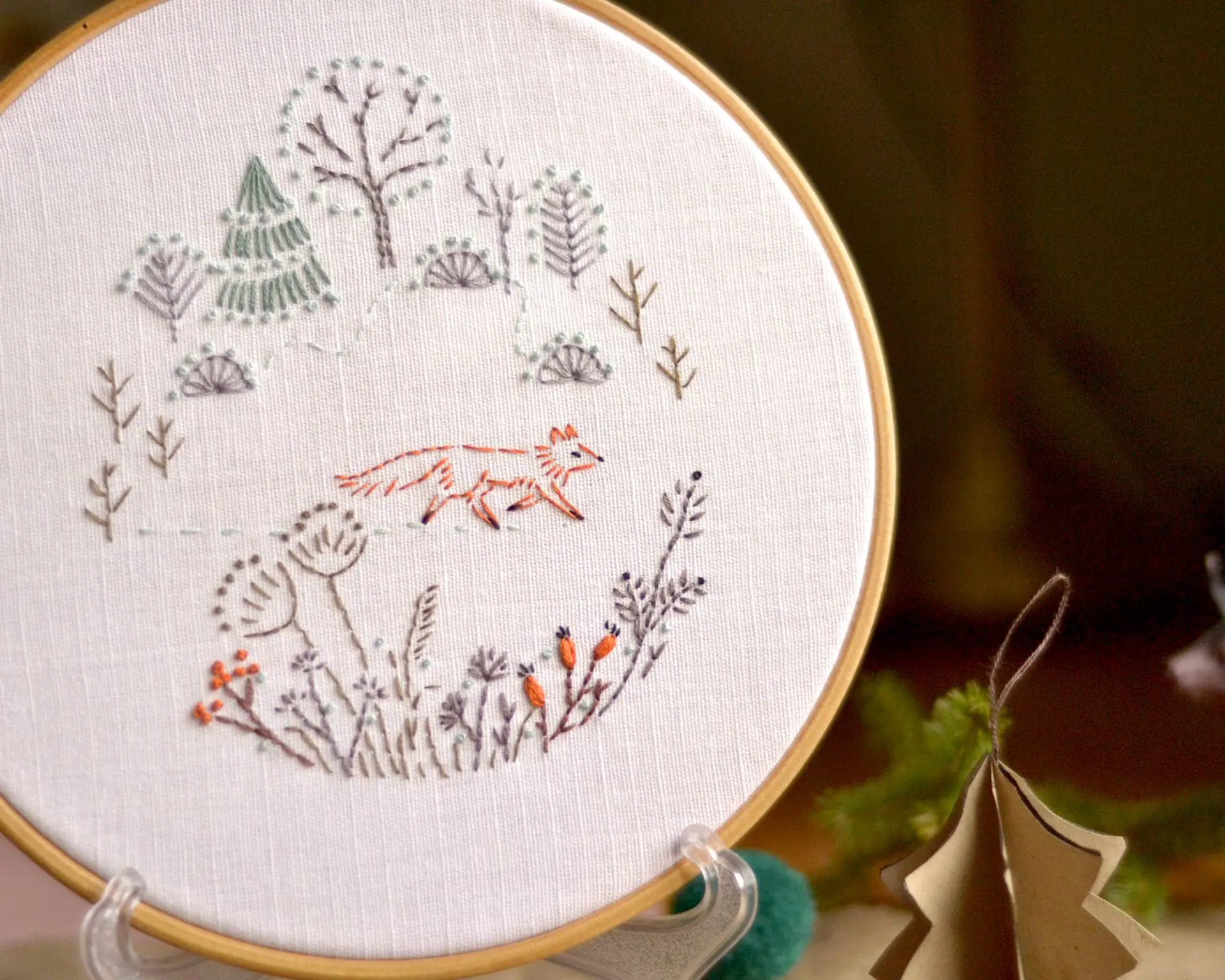 Fox hand embroidery pattern PDF. Winter forest embroidery 3 Fox hand embroidery pattern PDF. Winter forest embroidery - Image 3