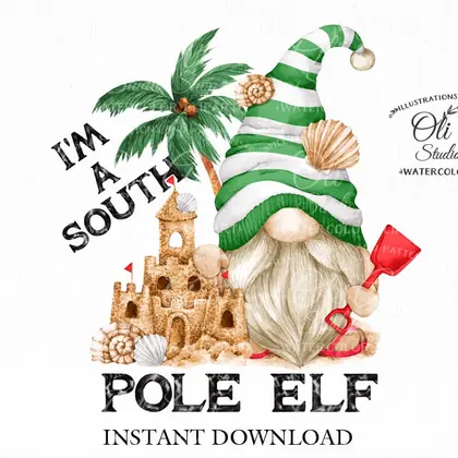 Gnome, clipart summer beach сute character digital design pole elf