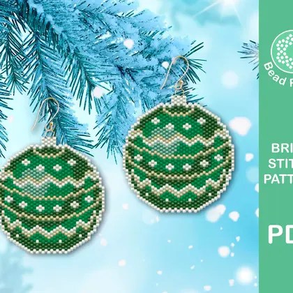 Christmas bauble earrings brick stitch