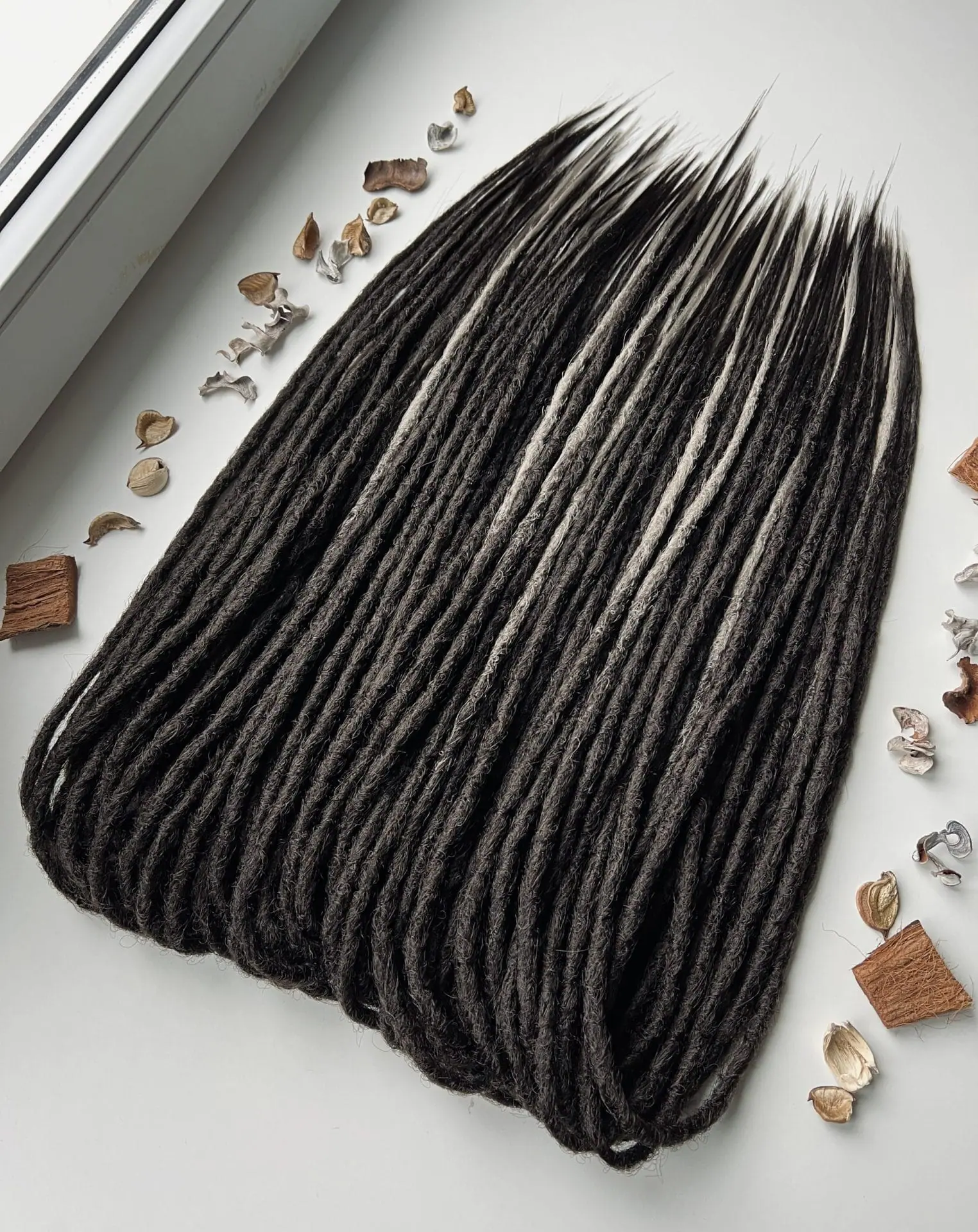 Very dark brown dreads with gray accents. Fake dreadlocks 2 Very dark brown dreads with gray accents. Fake dreadlocks - Image 2