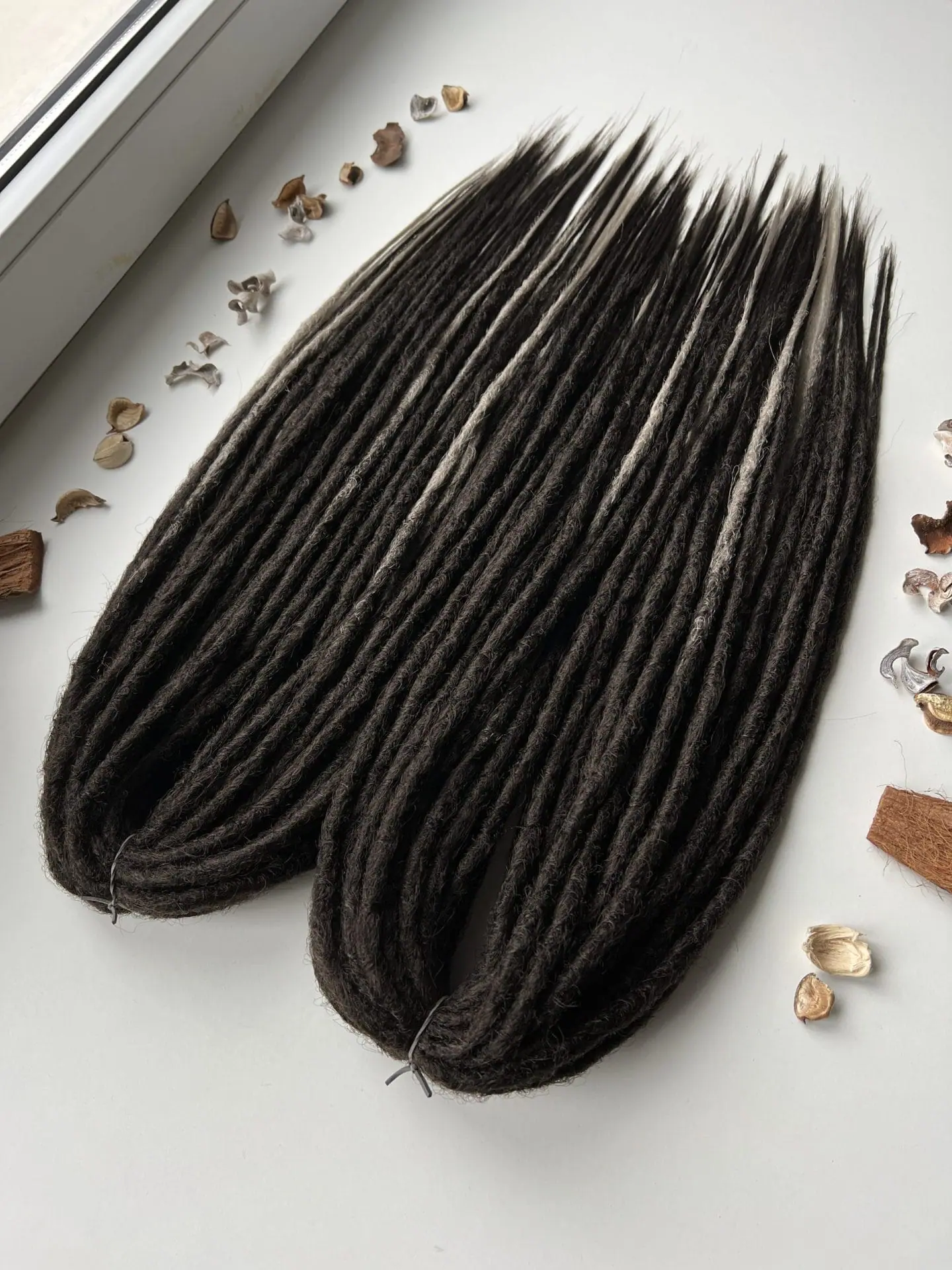 Very dark brown dreads with gray accents. Fake dreadlocks 6 Very dark brown dreads with gray accents. Fake dreadlocks - Image 6