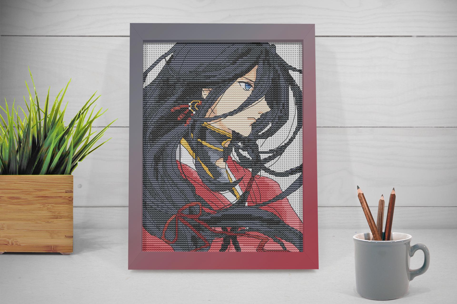 Anime cross stitch pattern Token Ranbu Izuminokami Kanesada 2 anime cross stitch pattern izuminokami
