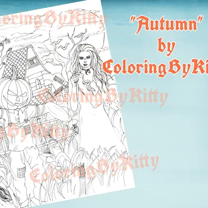 A single coloring page "Autumn"