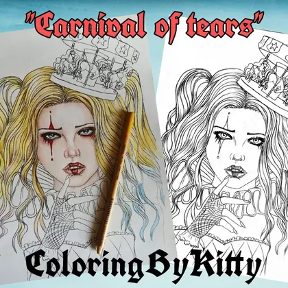 A single coloring page "Carnival of Tears" instant download
