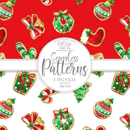 Seamless patterns. Christmas Sweets Clip art. Holiday Baking