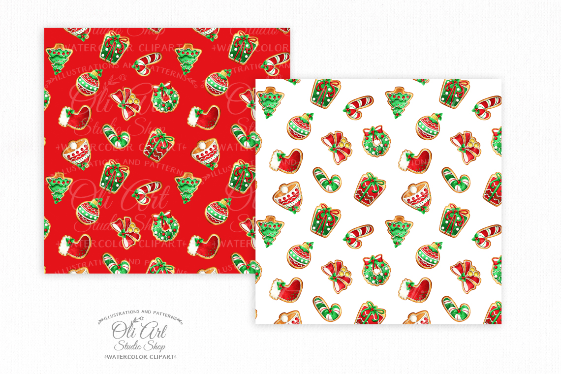 Seamless patterns. Christmas Sweets Clip art. Holiday Baking 2 Seamless patterns. Christmas Sweets Clip art. Holiday Baking - Image 2