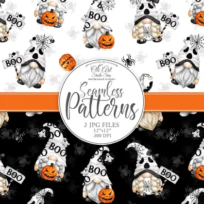 Download Seamless patterns. Ghost gnome. Halloween. Happy holidays