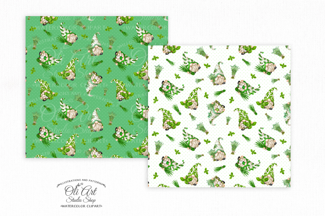 Gnomes & herbs Chives basil thyme Cute character seamless patterns 2 Gnomes & herbs Chives basil thyme Cute character seamless patterns - Image 2