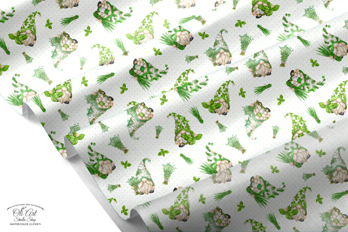 Gnomes & herbs Chives basil thyme Cute character seamless patterns 3 Gnomes & herbs Chives basil thyme Cute character seamless patterns - Image 3