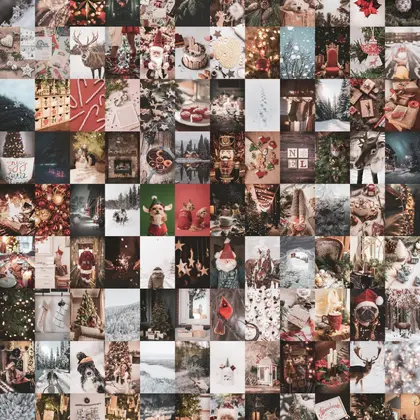 108 PCS Christmas aesthetic photo wall collage kit download