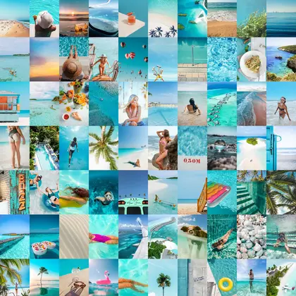 70 PCS Beach aesthetic wall collage kit download 4"x6"