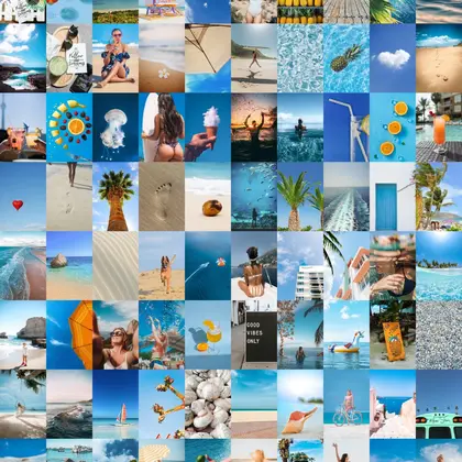 80 PCS Beach aesthetic wall collage kit download 4"x6"