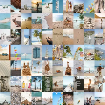 90 PCS Beach aesthetic wall collage kit download 4"x6"