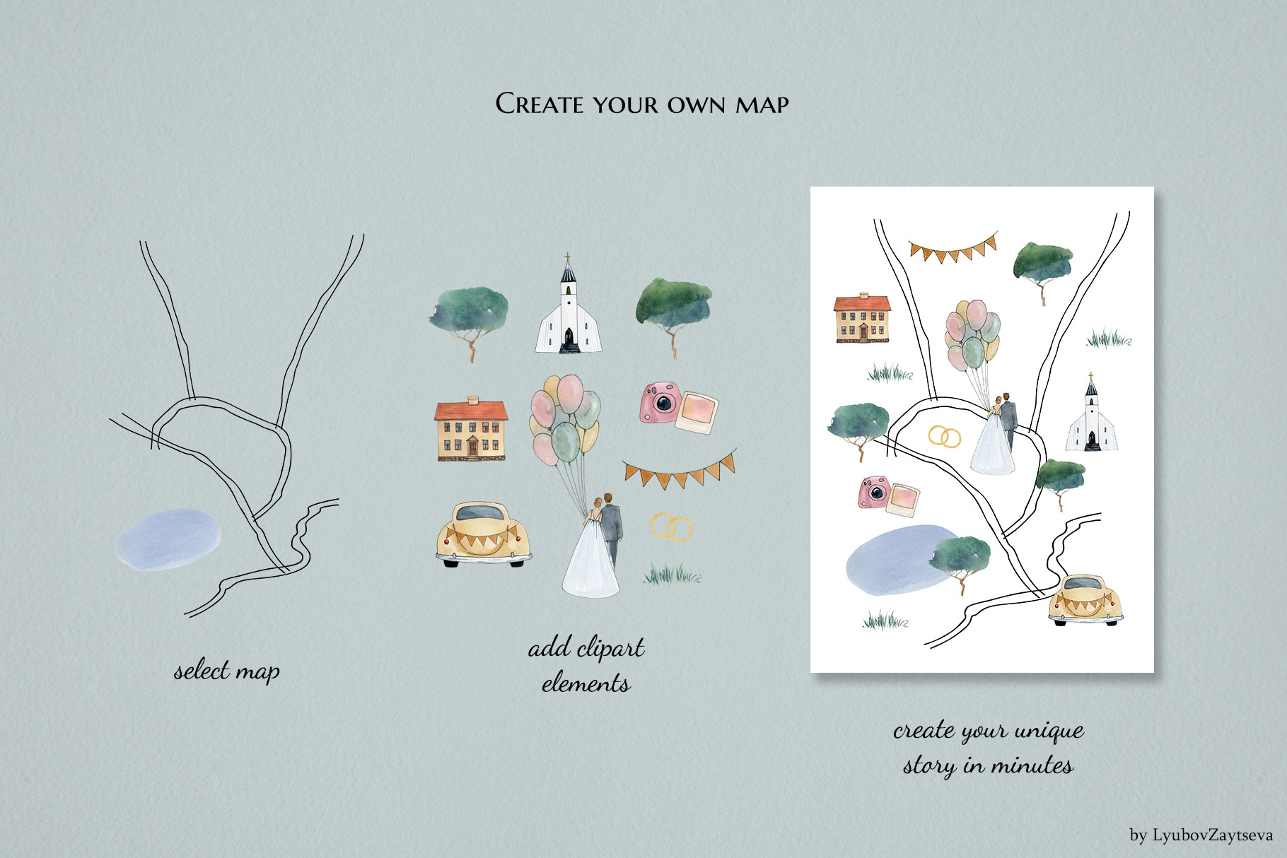 wedding map creator watercolor clipart 11 wedding map creator watercolor clipart - Image 11
