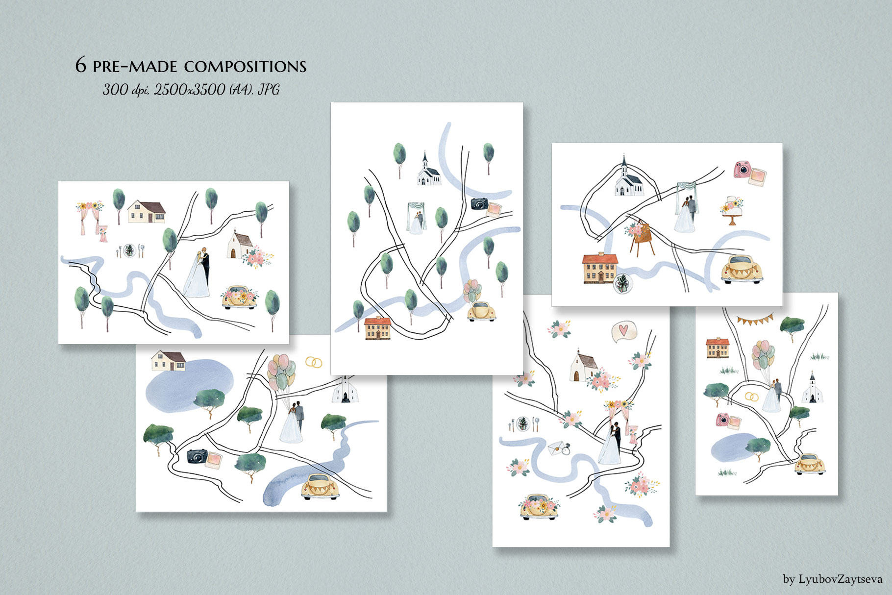 wedding map creator watercolor clipart 12 wedding map creator watercolor clipart - Image 12