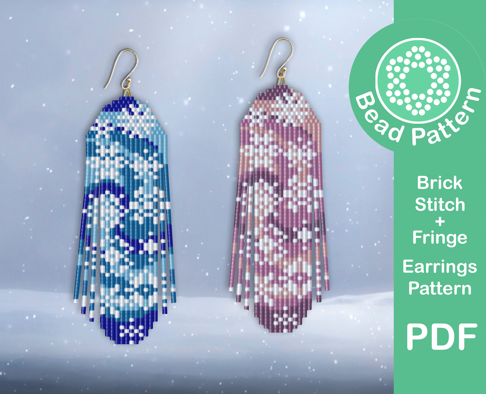 Snowflake fringe earrings pattern 4 Snowstorm fringe earrings pattern