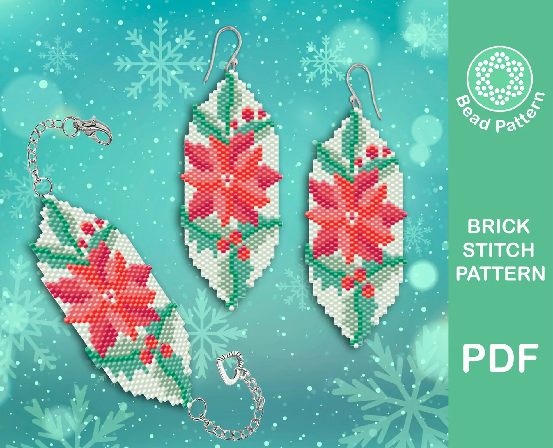 Christmas rose brick stitch pattern 1 XMAS rose brick stitch