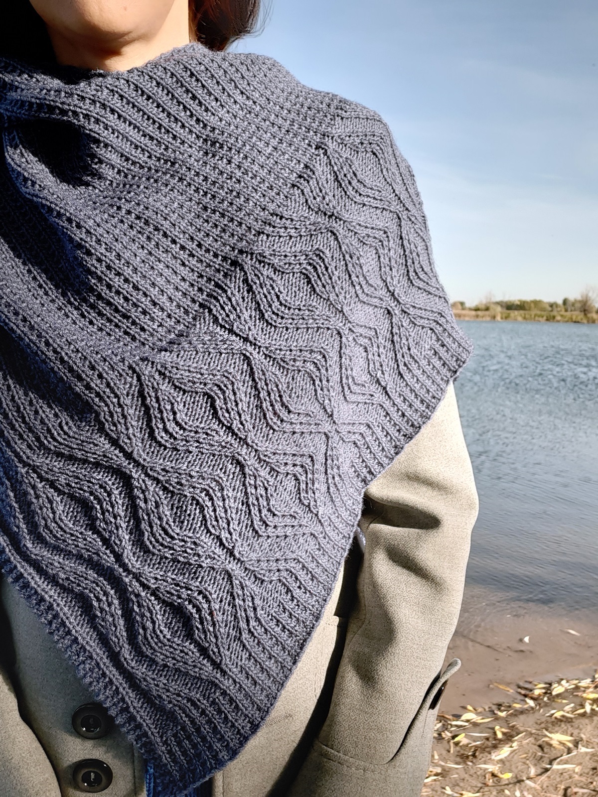 Cosy Asymmetrical Shawl Knitting Pattern Knit textured shawl 6 asymmetrical triangle shawl knitting pattern with textured and cable sts