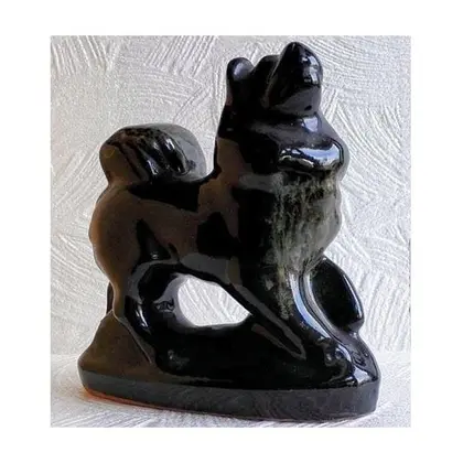Vintage Soviet Porcelain Statuette Dog Husky. Gzhel Ceramics