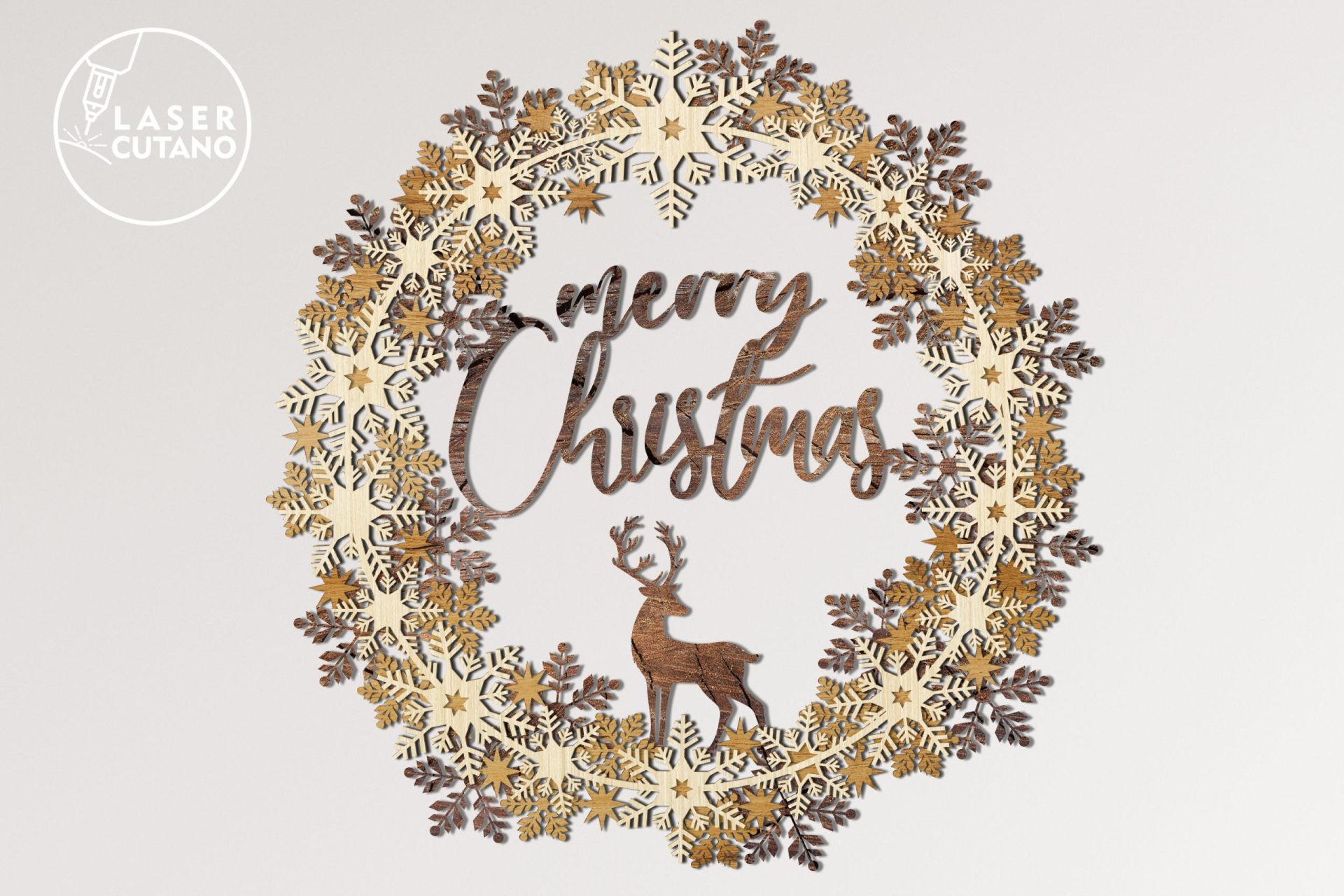 WREATH MERRY CHRISTMAS Multilayer Laser Cut Files 2 WREATH MERRY CHRISTMAS Multilayer Laser Cut Files - Image 2